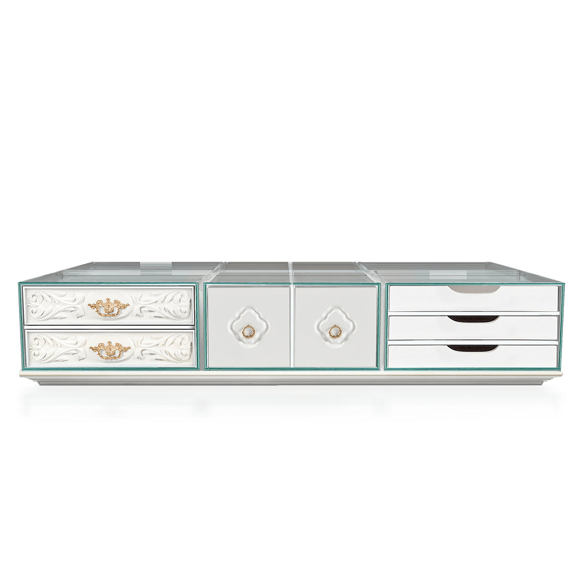 Brass Glass Hidden Storage Coffee Table