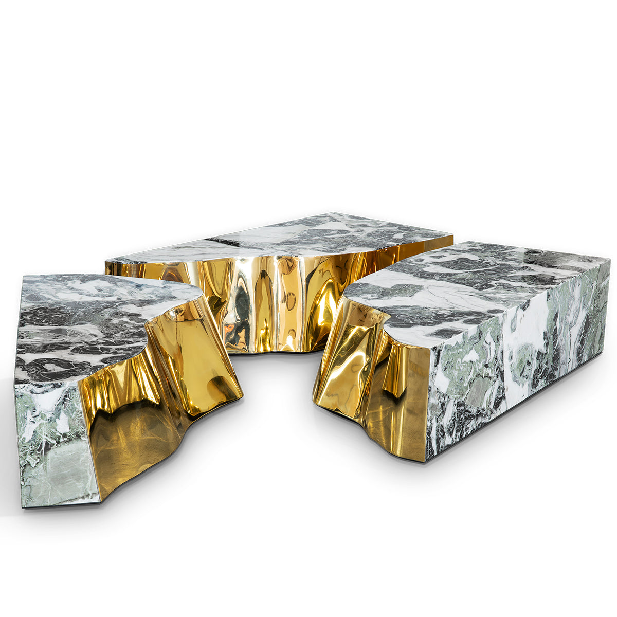 Brass Glass Sculptural Form Coffee Table Living Room