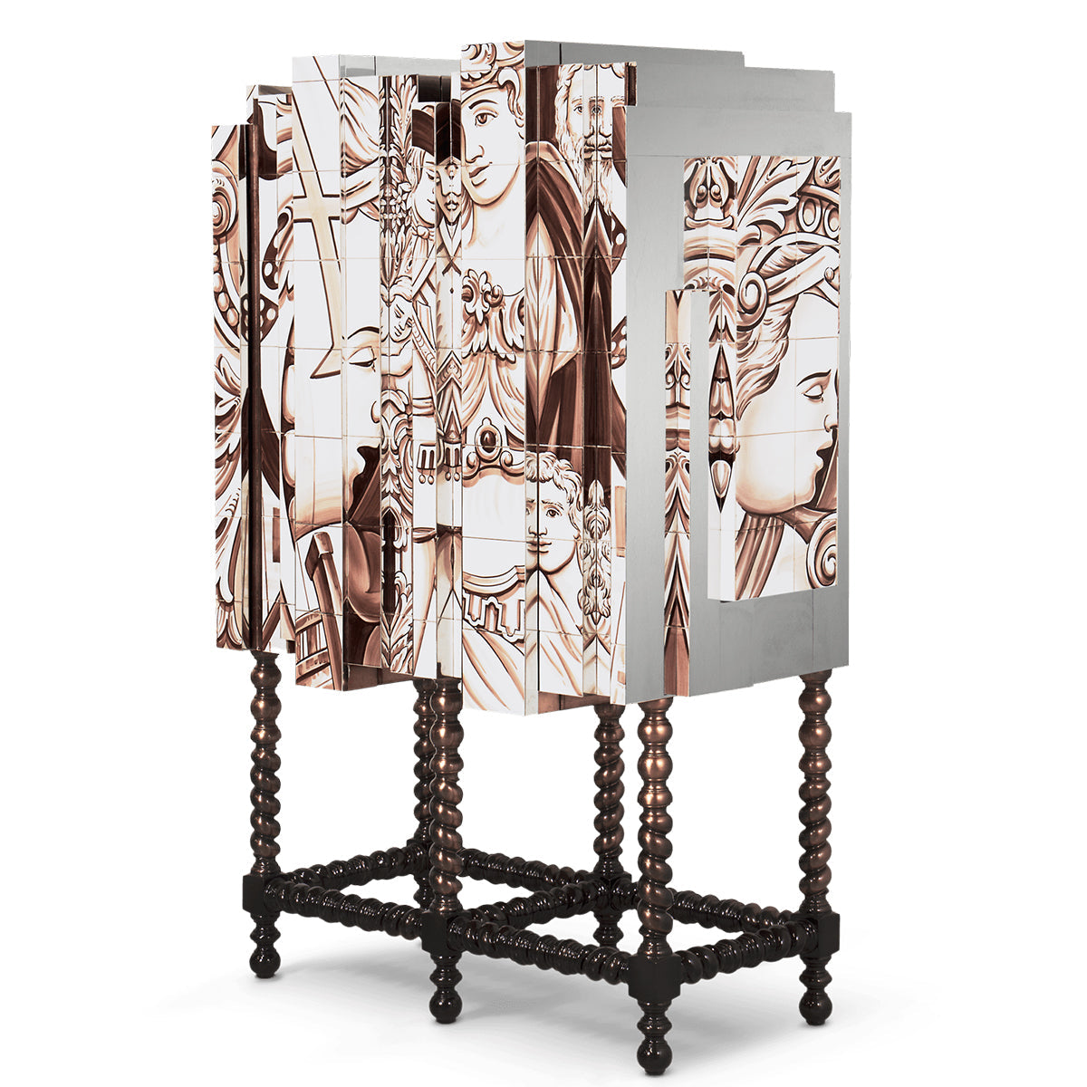 Mahogany Mirrored Cabinet for Living Room