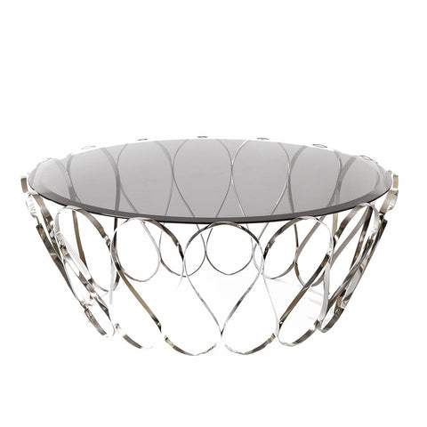 Brass Glass Sculptural Form Coffee Table