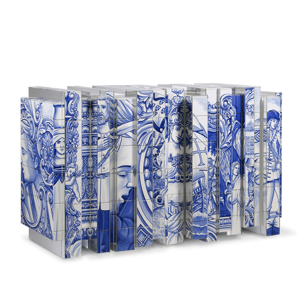 Hand-Painted Tile Sideboard Cabinet