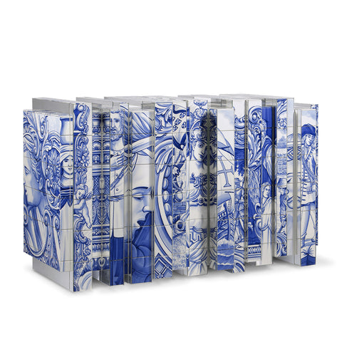 Hand-Painted Tile Sideboard Cabinet