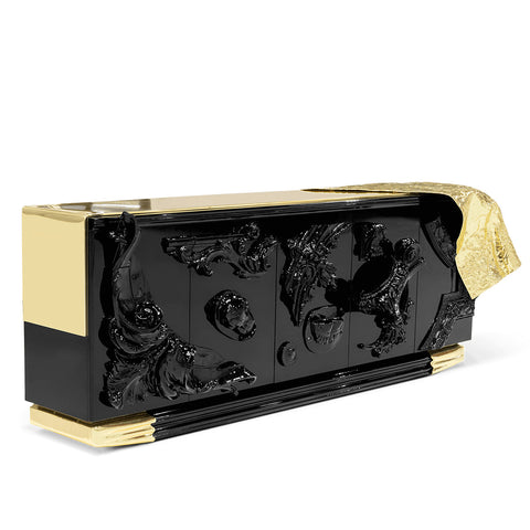 Black Sideboard Buffet Cabinet Hidden Storage
