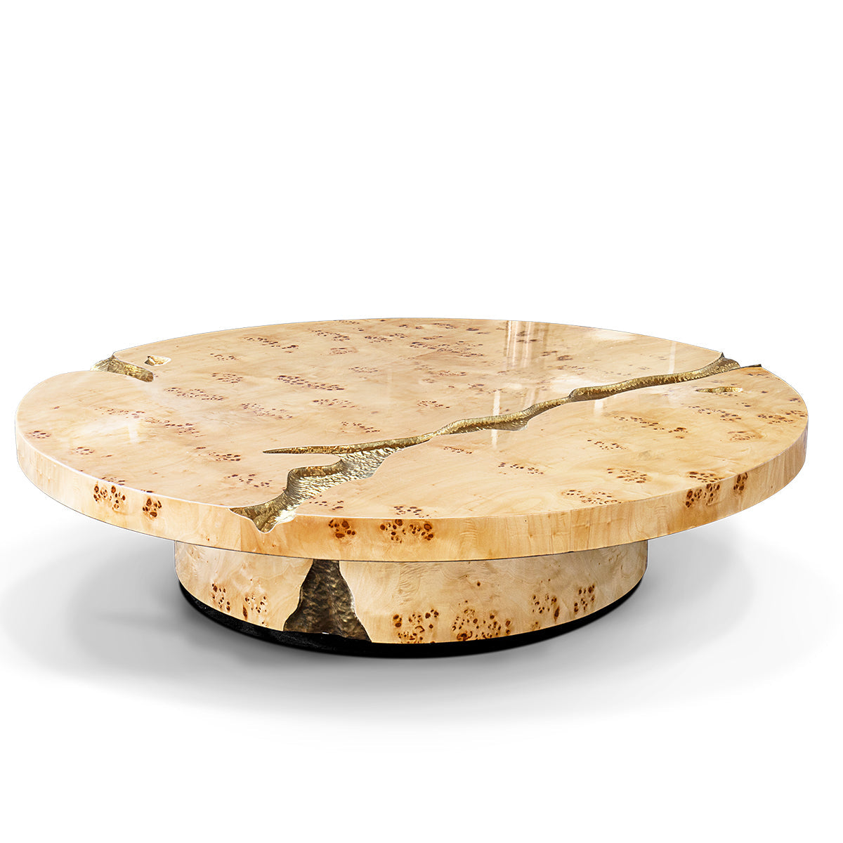 Brass Glass Gold Sculptural Form Coffee Table