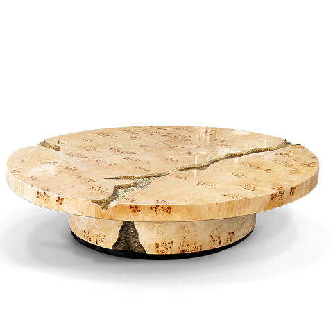 Brass Glass Gold Sculptural Form Coffee Table