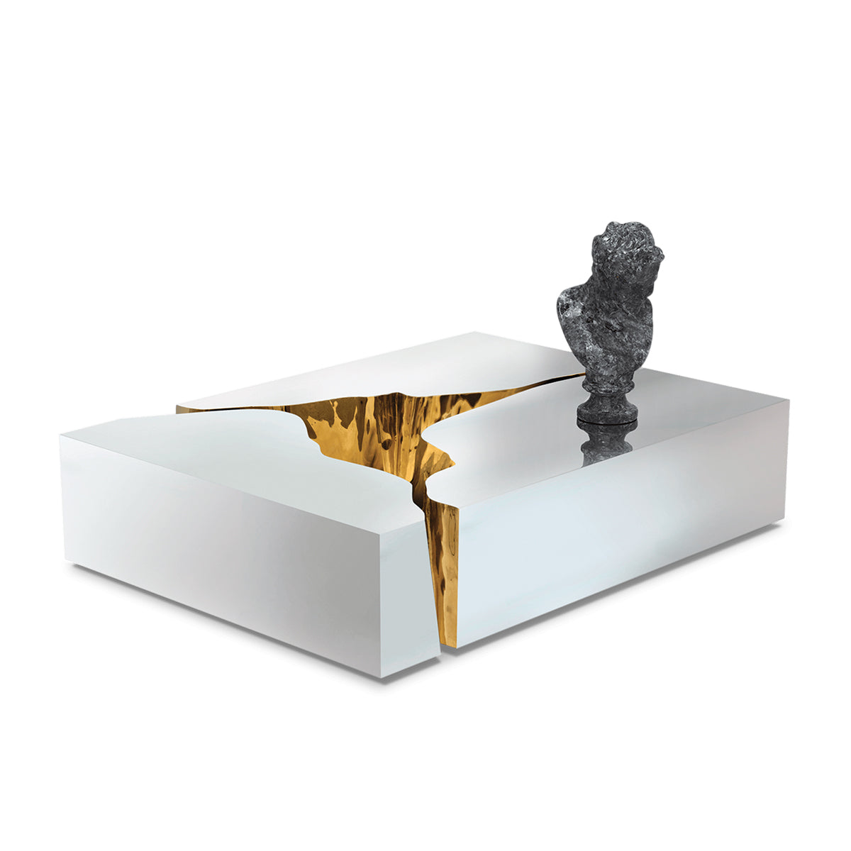 Brass Glass Sculptural Form Coffee Table Living Room
