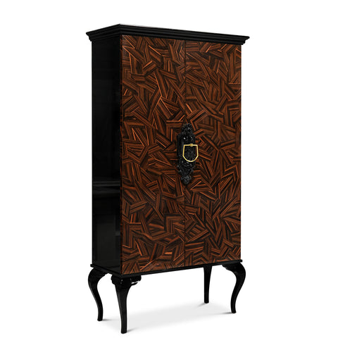 Sculptural Display Cabinet with Glass Shelves and Storage