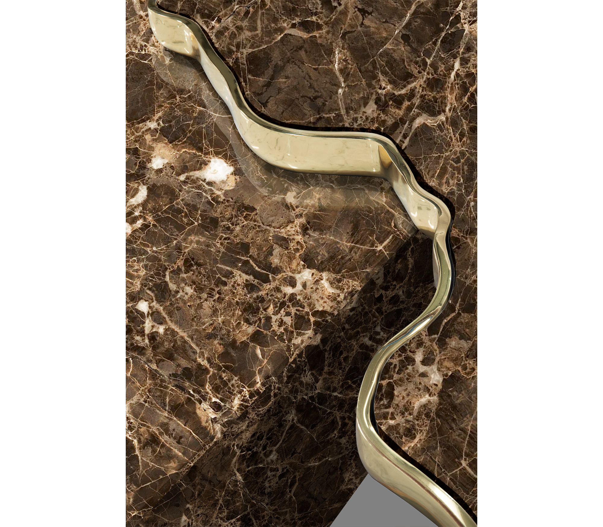 Luxury Sculptural Coffee Table Black & White High-Gloss Marble Finish
