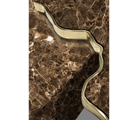 Luxury Sculptural Coffee Table Black & White High-Gloss Marble Finish