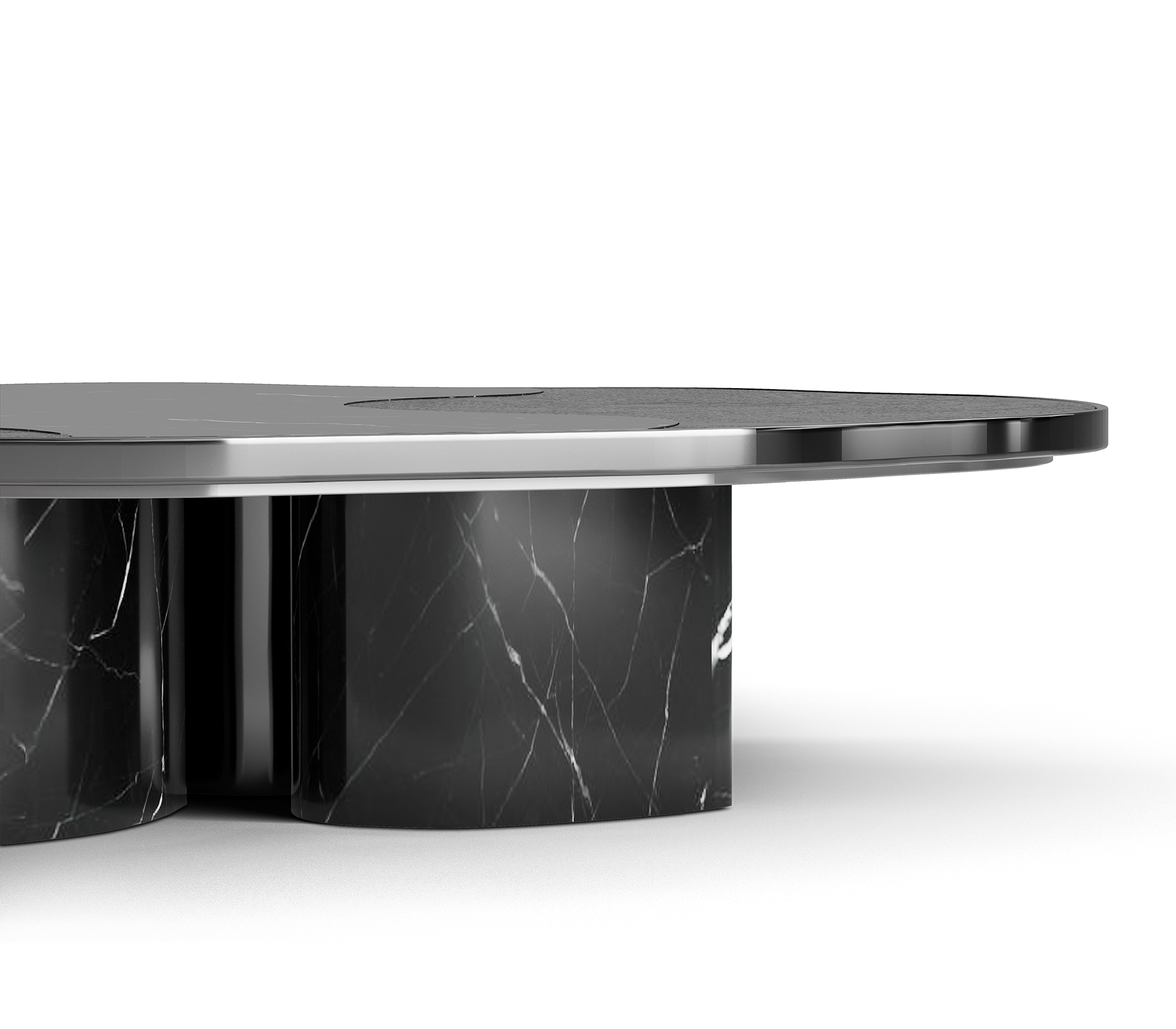 Stone Marble Black Sculptural Form Coffee Table
