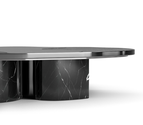 Stone Marble Black Sculptural Form Coffee Table
