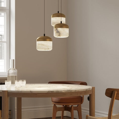 Housegent Queena Modern Alabaster Pendant, Kitchen Island Pendant Light