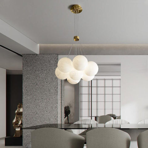 Modern Pearl Alabaster Ball Pendant Light, Dining Room Light