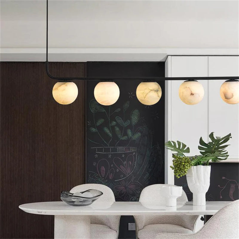 Housegent Amaris Alabaster Global Kitchen Island Pendant 5 Lights