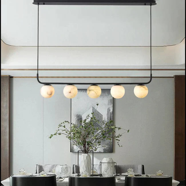 Housegent Amaris Alabaster Global Kitchen Island Pendant 5 Lights