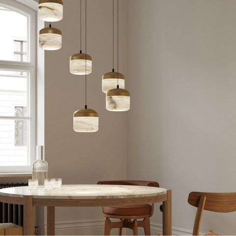 Housegent Queena Modern Alabaster Pendant, Kitchen Island Pendant Light