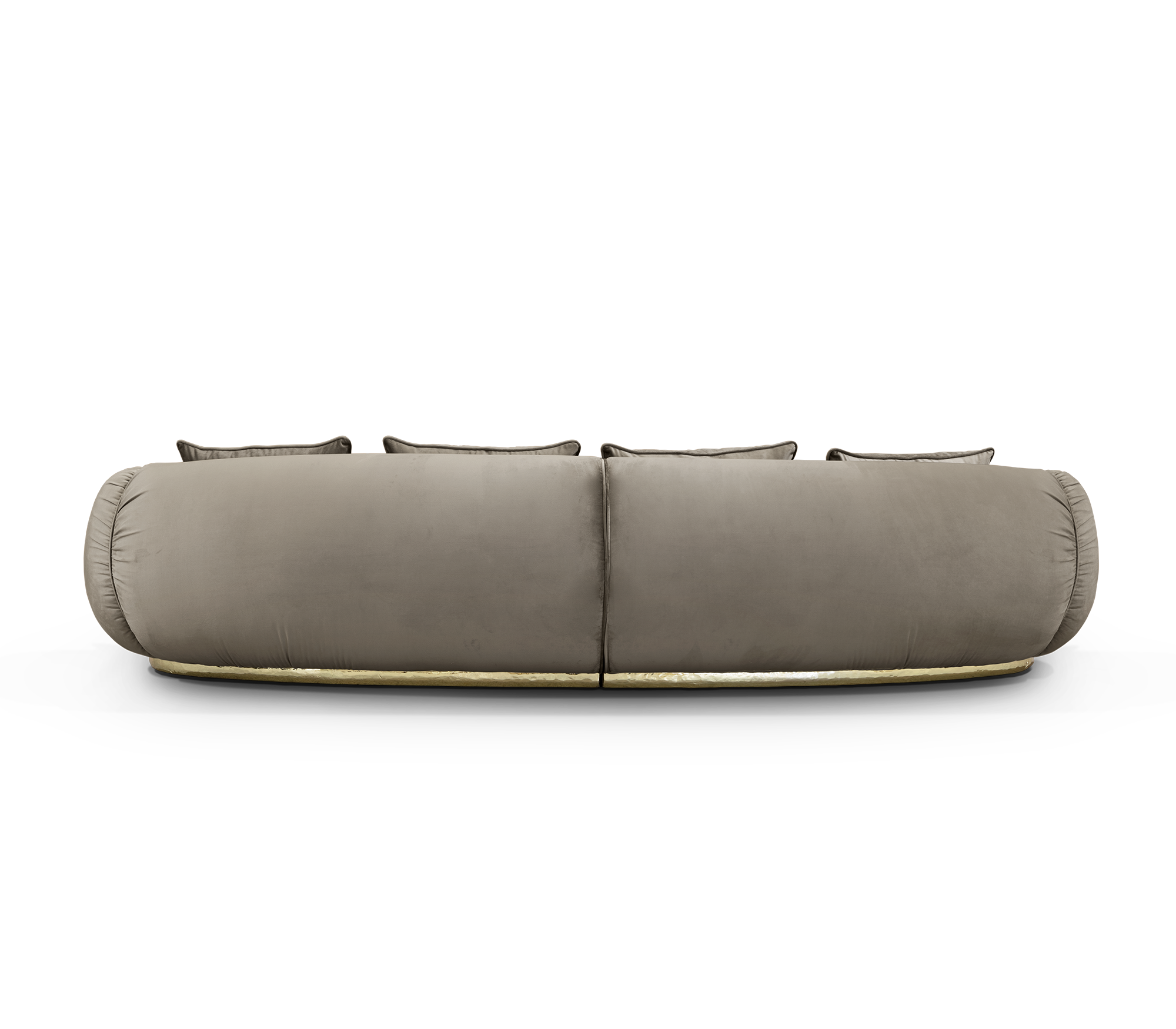 Brass Wood Sculptural Form Sofa Living Room