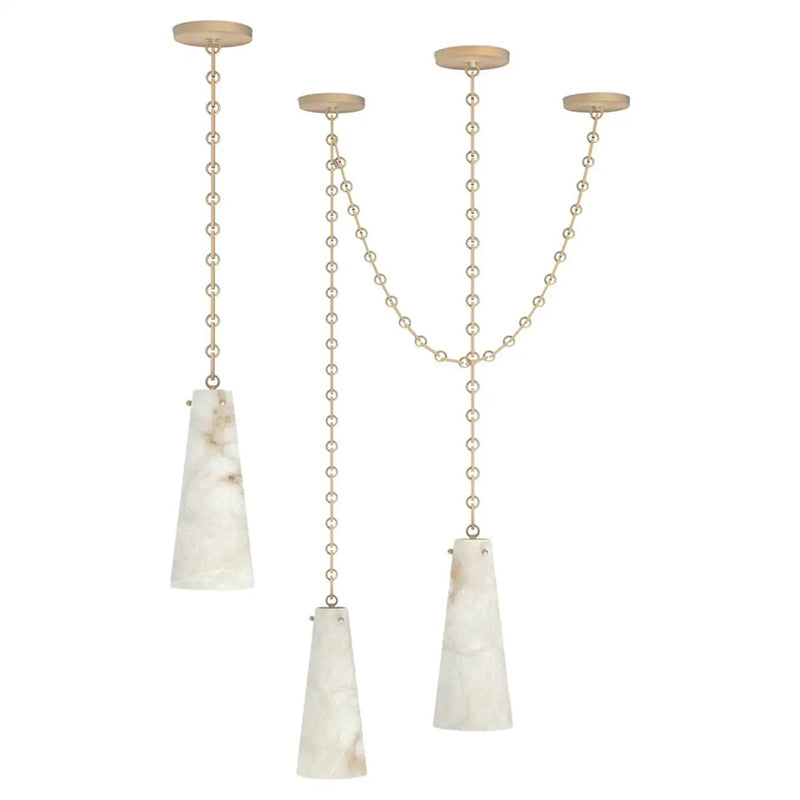 Contemporary Lucca Chandelier 202A-3 in Alabaster, 3-Light Vintage Alabaster Pendant Cluster