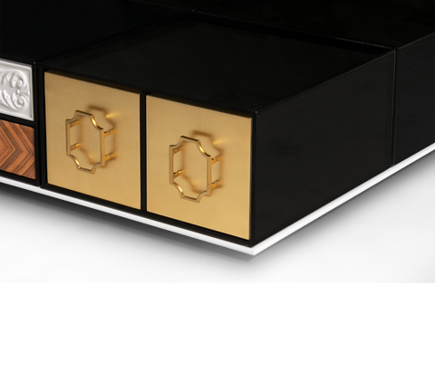 Brass Glass Hidden Storage Coffee Table