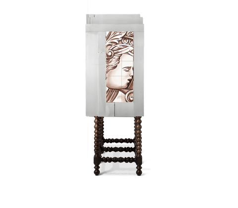 Mahogany Mirrored Cabinet for Living Room