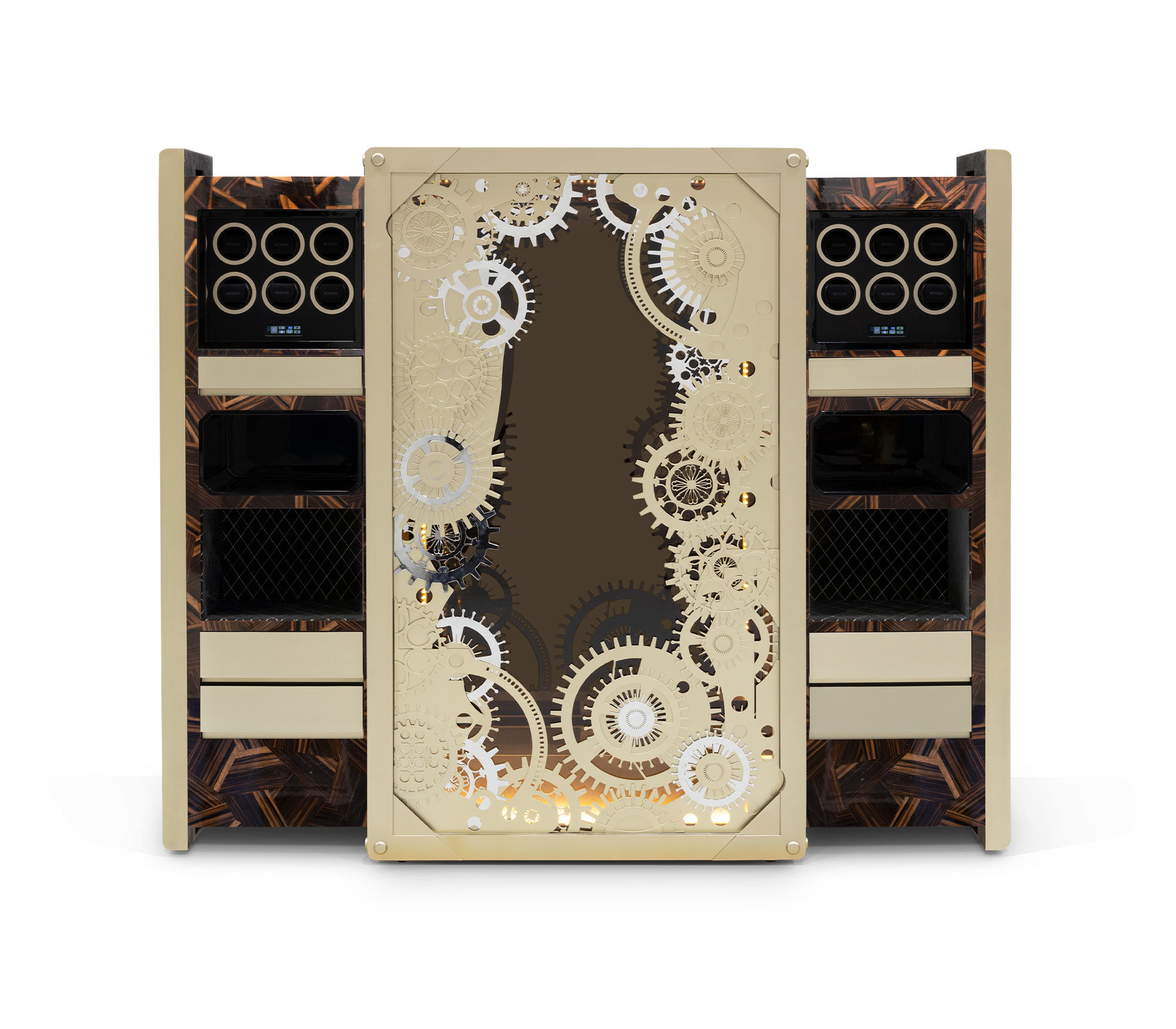 Baron Safe with Electric Opening System, Gold-Plated Brass
