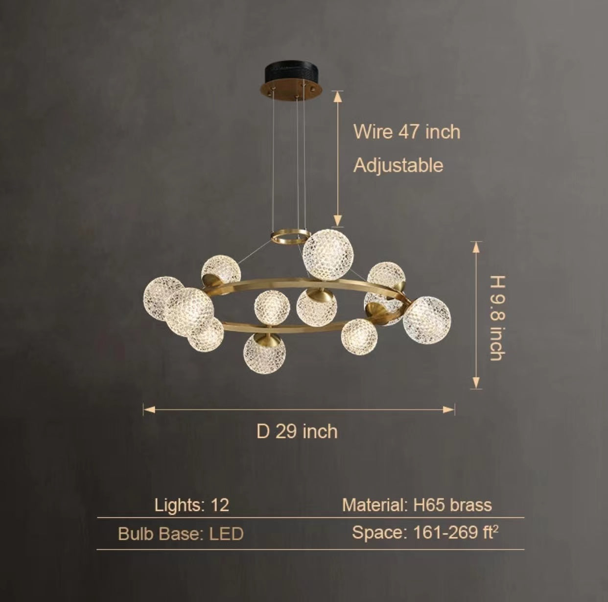 Modern Crystal Chandelier| Molecular Ceiling Fixtures Light|Crystal Brass Finish Chandelier