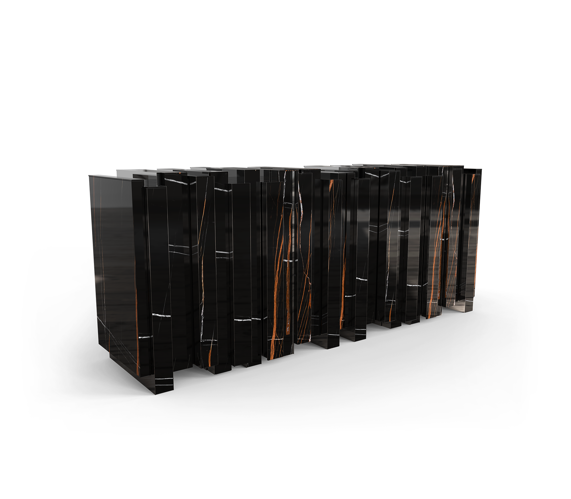 Black Hidden Storage Sculptural Form Sideboard Dining Room