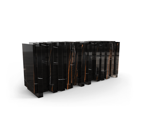 Black Hidden Storage Sculptural Form Sideboard Dining Room