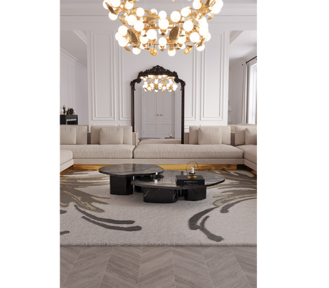 Stone Marble Black Sculptural Form Coffee Table