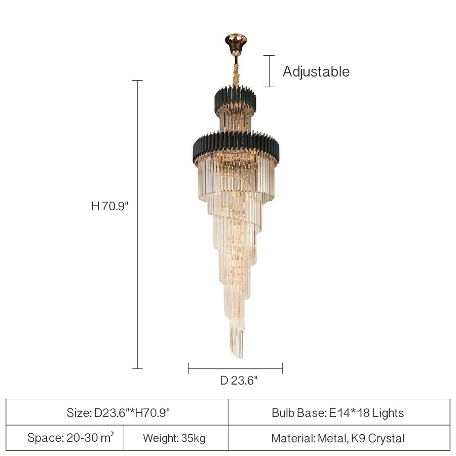 Black and Crystal Double Volume Foyer Chandelier