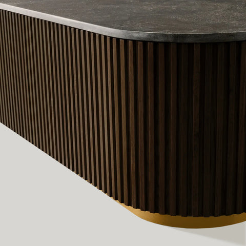 Finnley Solid Wood Coffee Table with Stone Top Center Tea Table