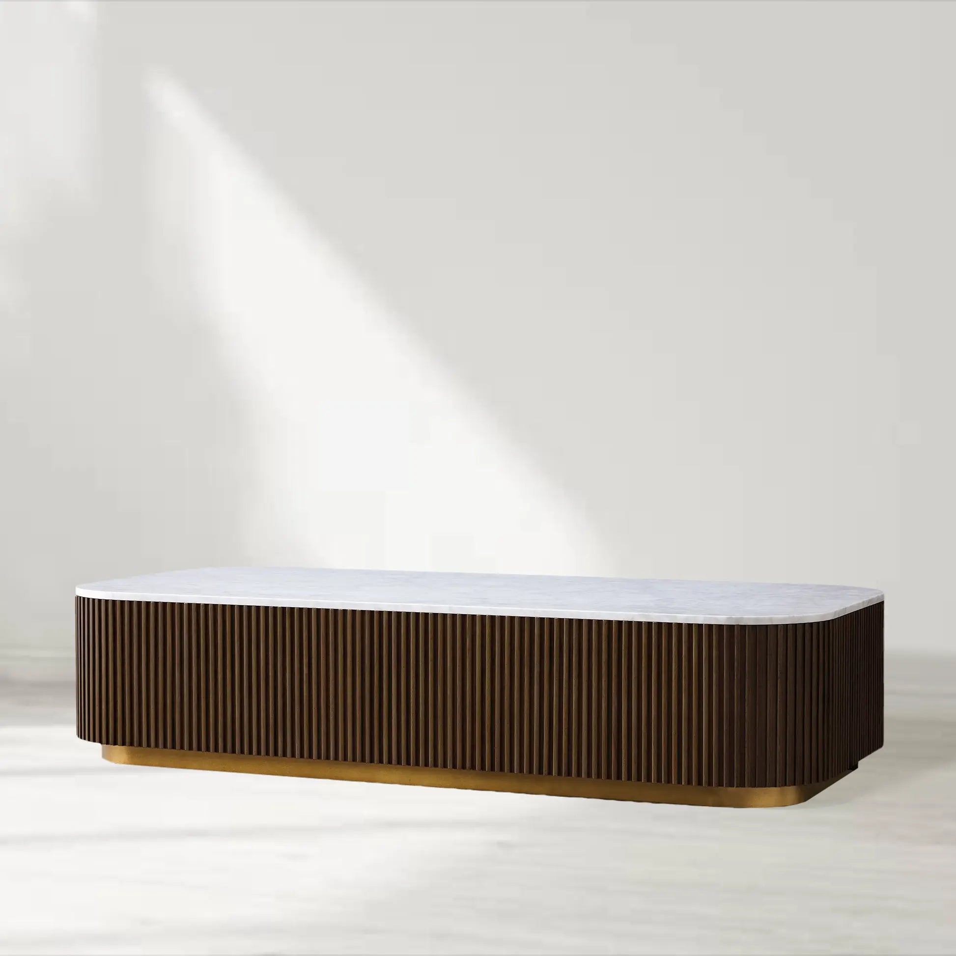 Finnley Solid Wood Coffee Table with Stone Top Center Tea Table