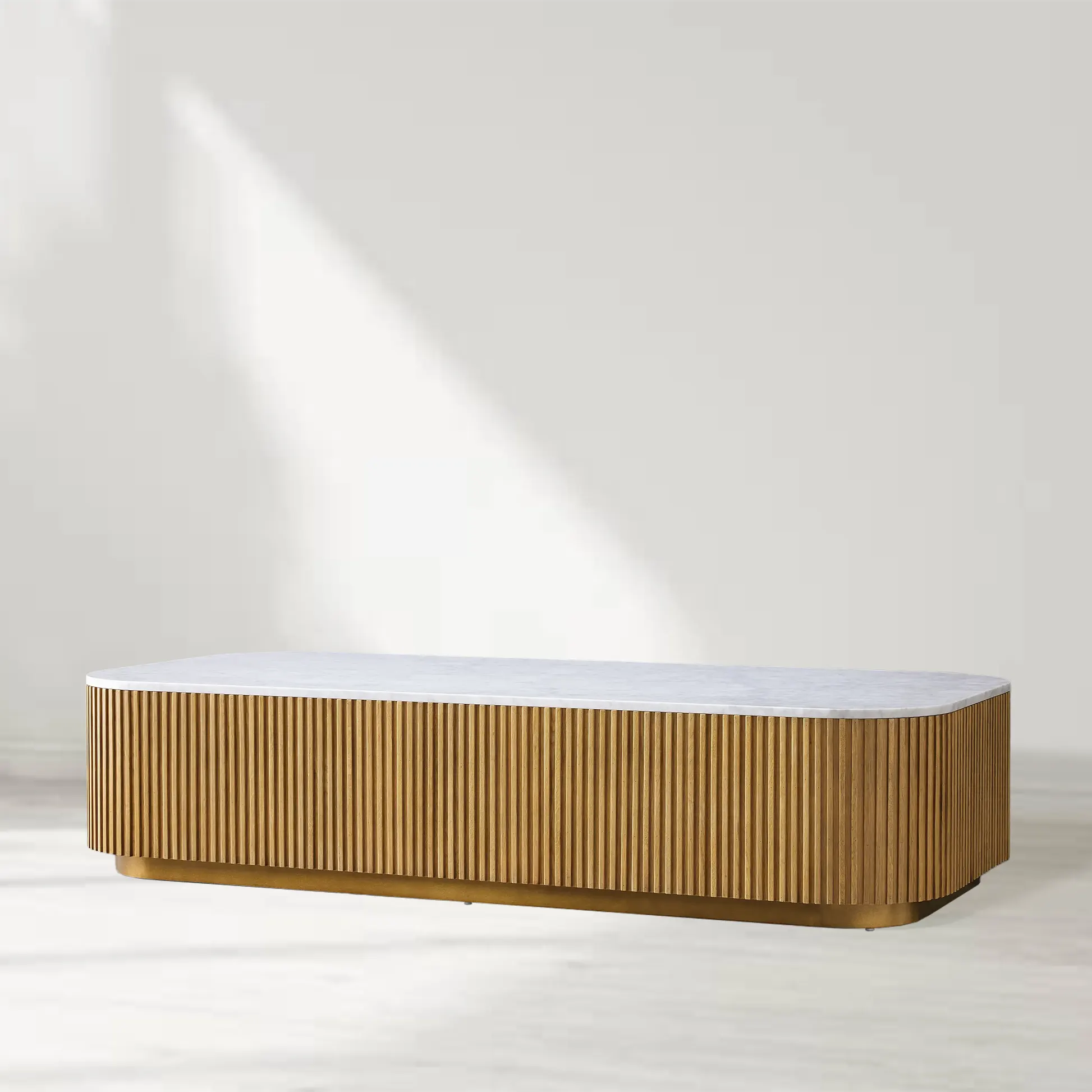 Finnley Solid Wood Coffee Table with Stone Top Center Tea Table