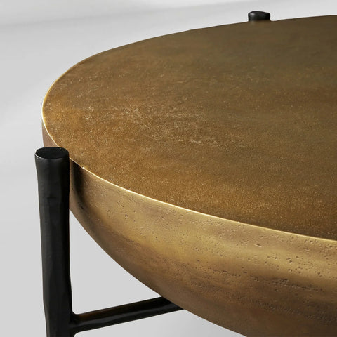 Donovan Cast Aluminum Coffee Table Round Living Room Cocktail Table Metal Top Center Tea Table