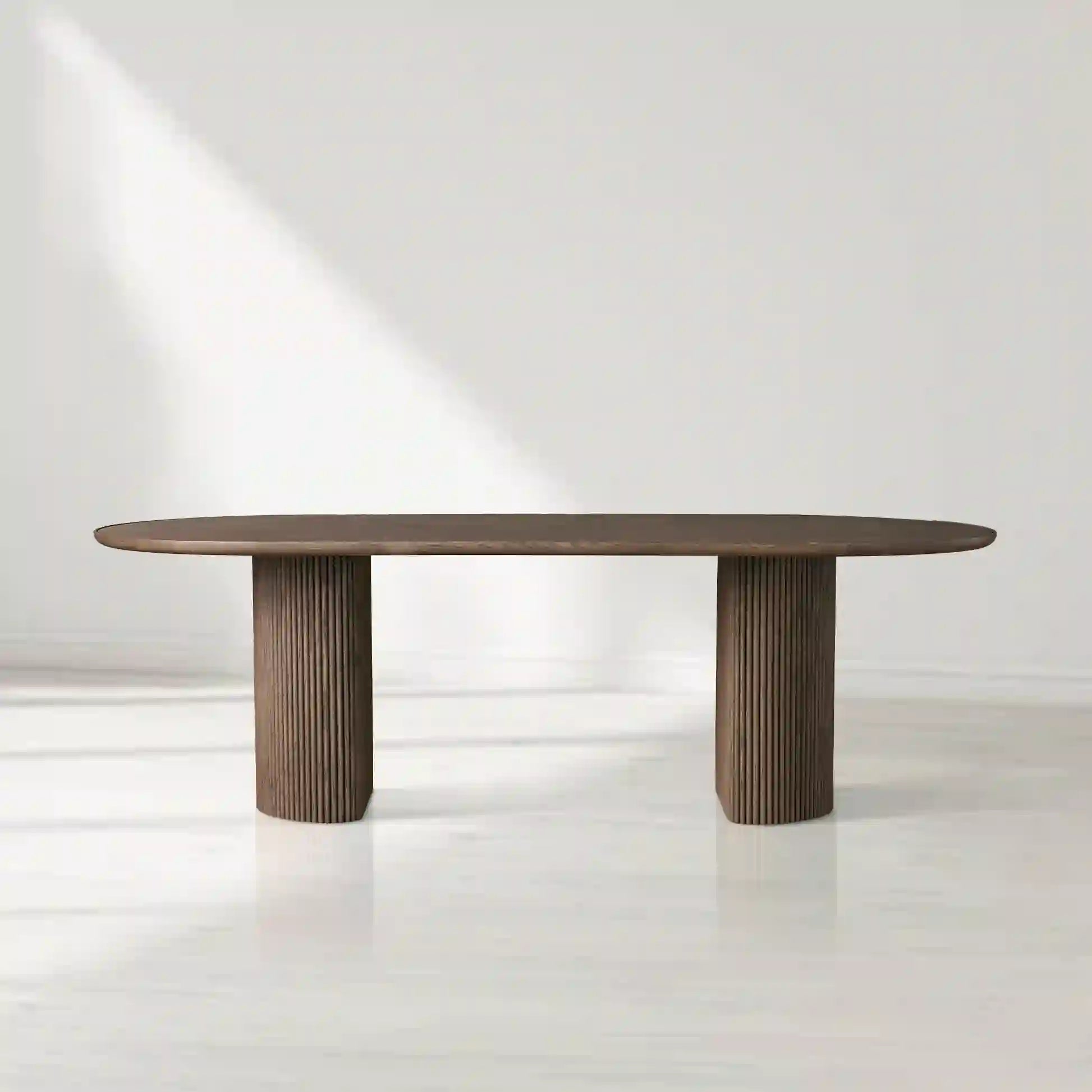 Astor Rectangular Marble Top Dining Table with Reeded Base