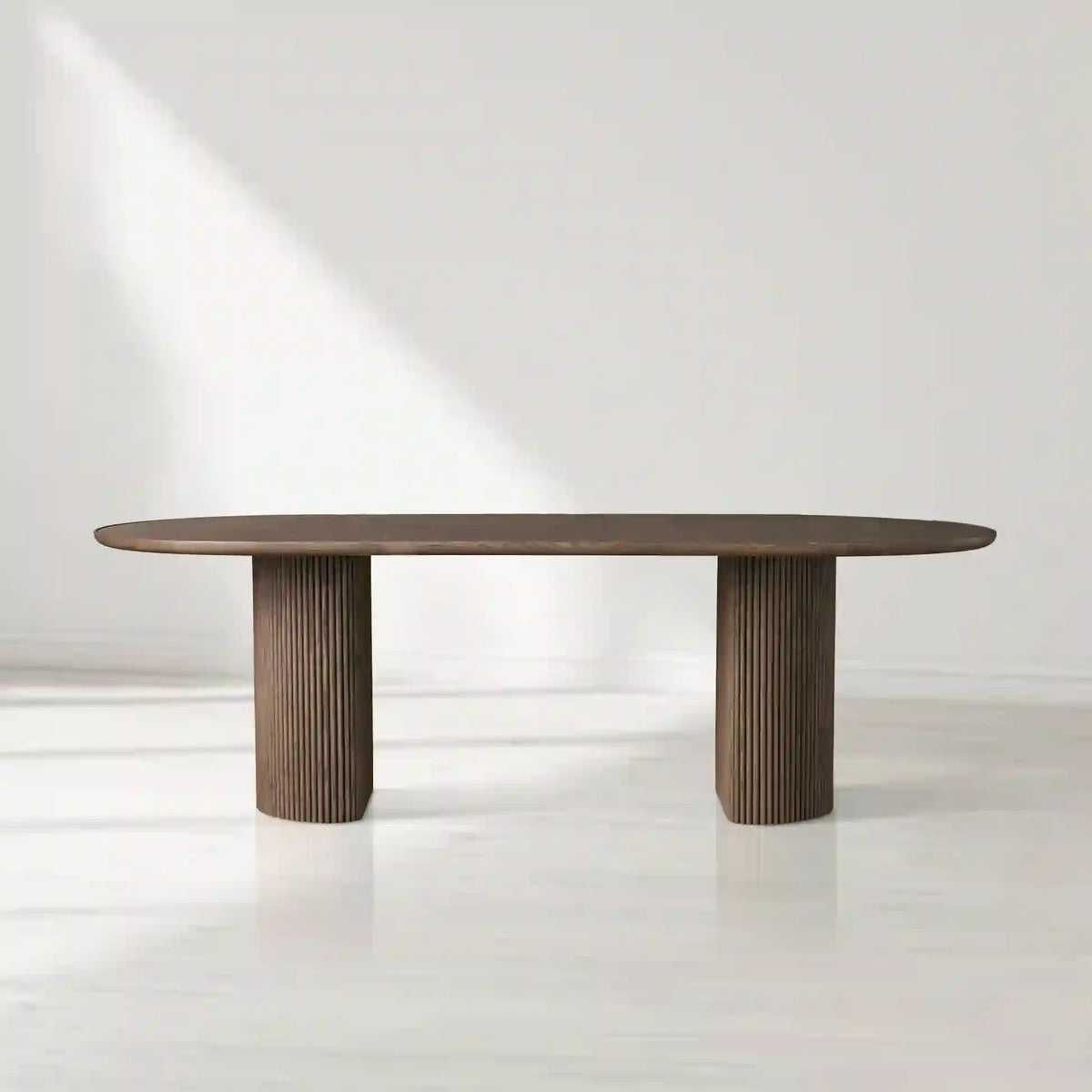 Astor Rectangular Marble Top Dining Table with Reeded Base