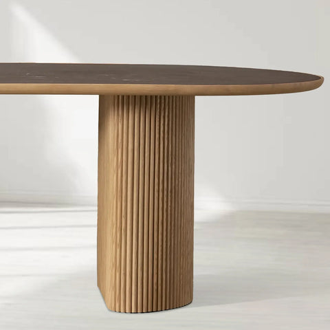 Astor Rectangular Marble Top Dining Table with Reeded Base