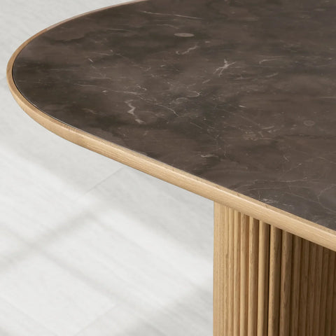 Astor Rectangular Marble Top Dining Table with Reeded Base