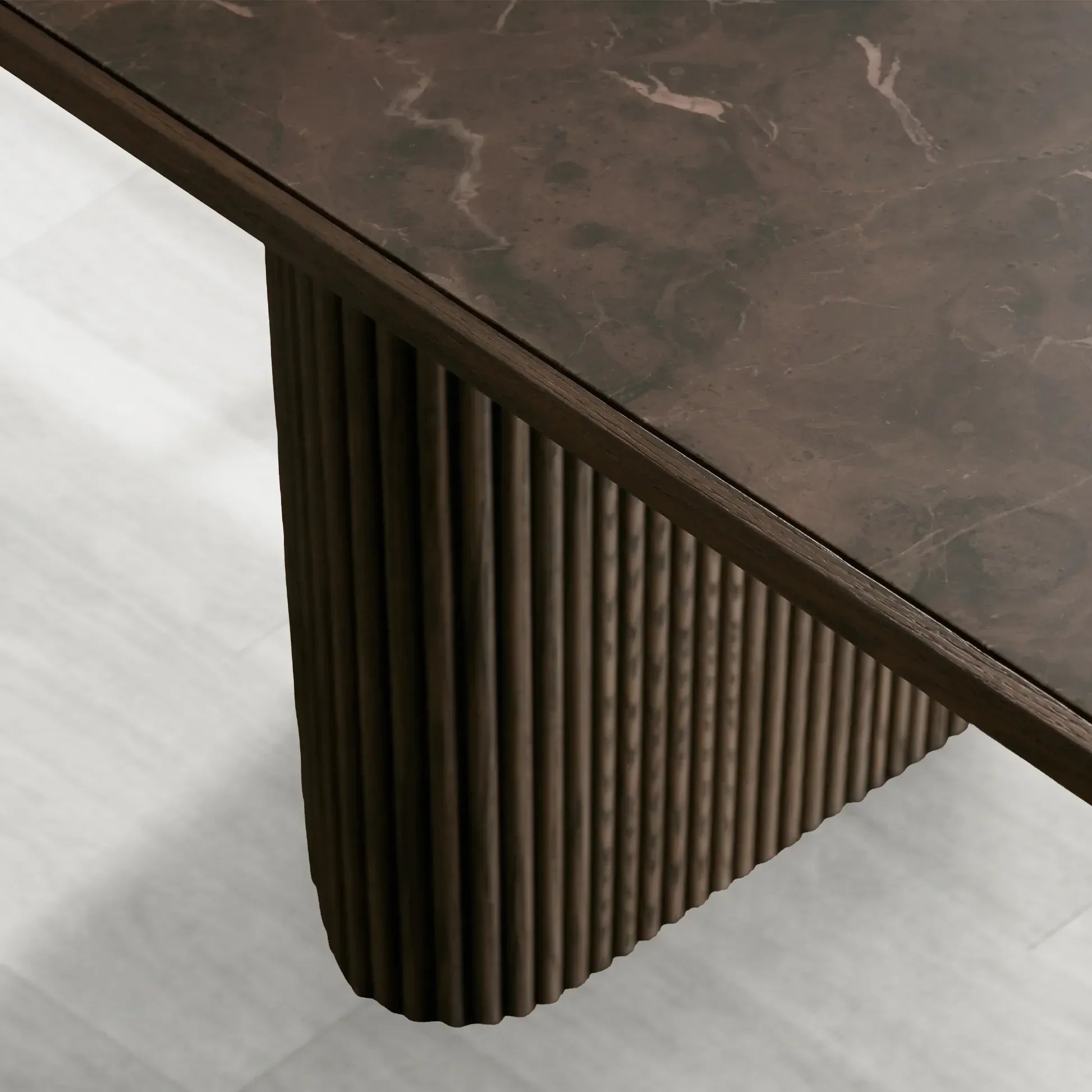 Astor Rectangular Marble Top Dining Table with Reeded Base