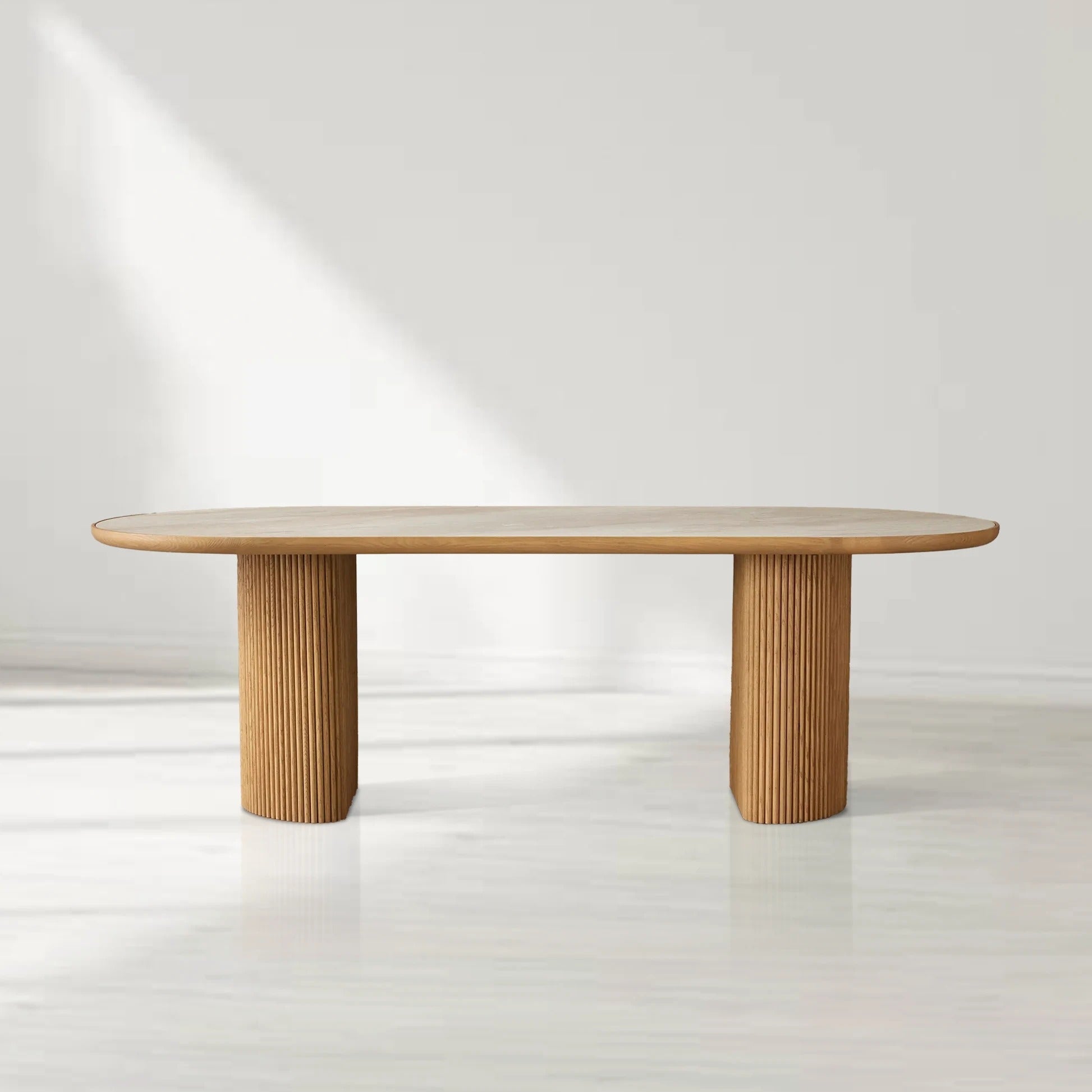 Astor Rectangular Marble Top Dining Table with Reeded Base