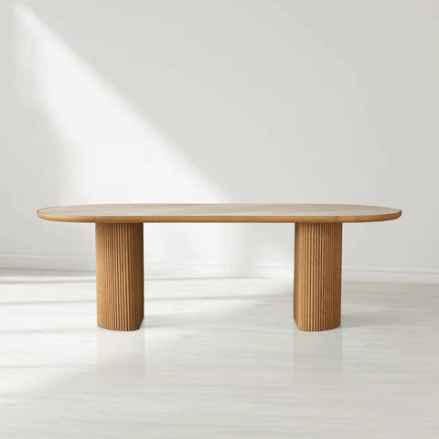 Astor Rectangular Marble Top Dining Table with Reeded Base