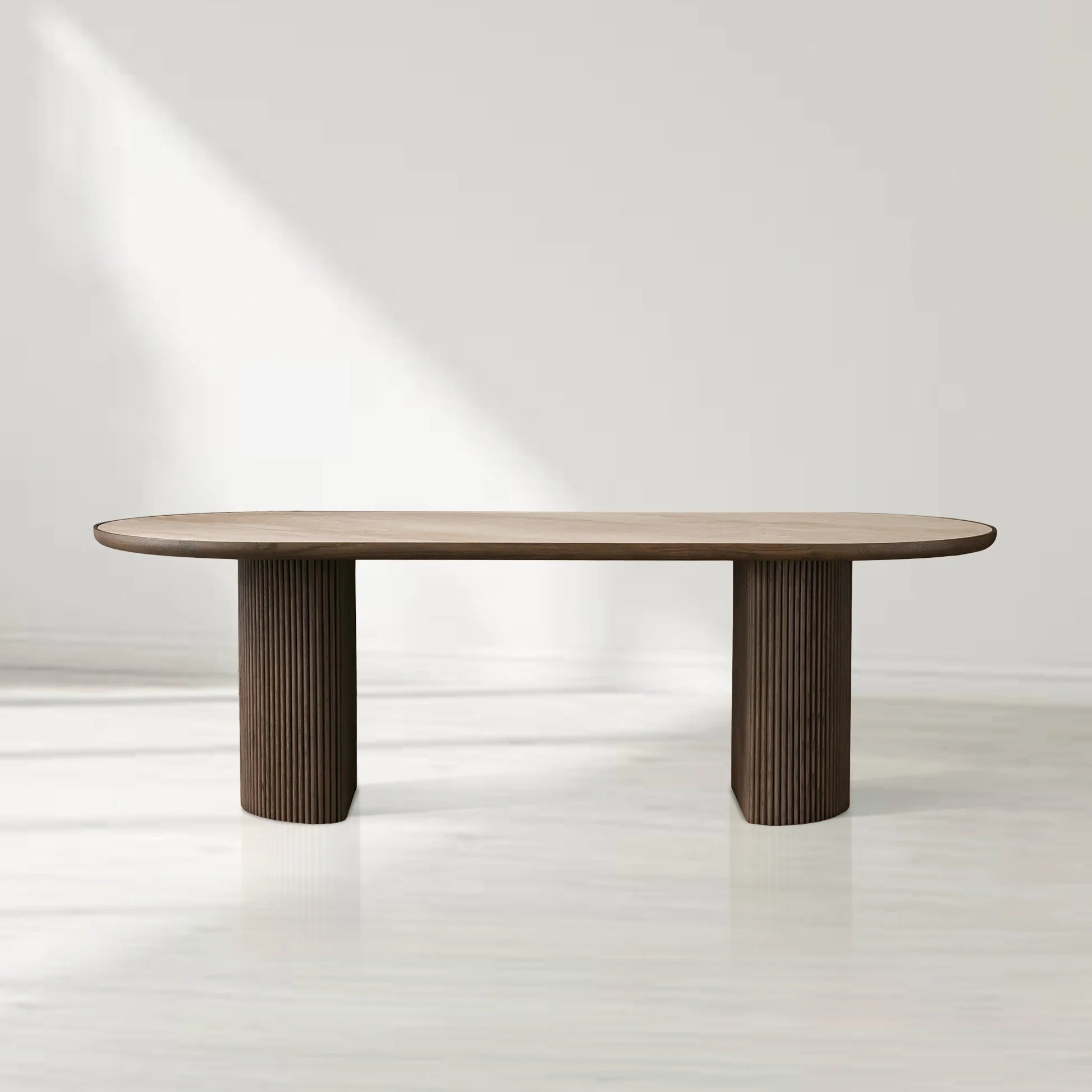 Astor Rectangular Marble Top Dining Table with Reeded Base