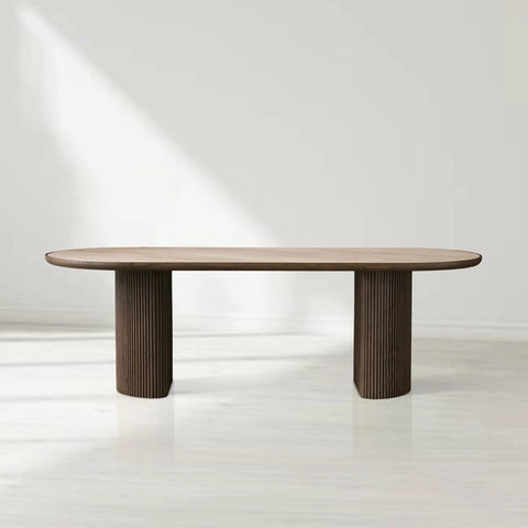 Astor Rectangular Marble Top Dining Table with Reeded Base