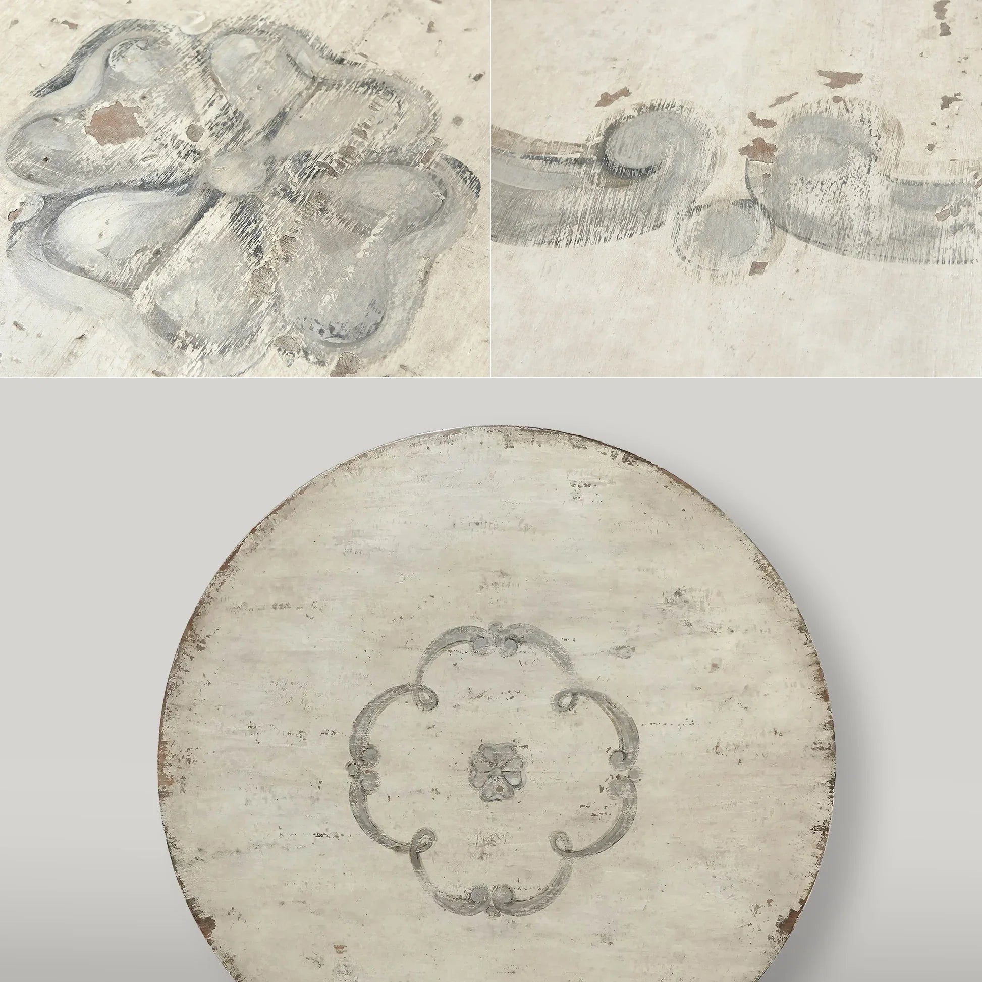 Biancca Round Wood Dining Table with Center Scroll BellArte Base