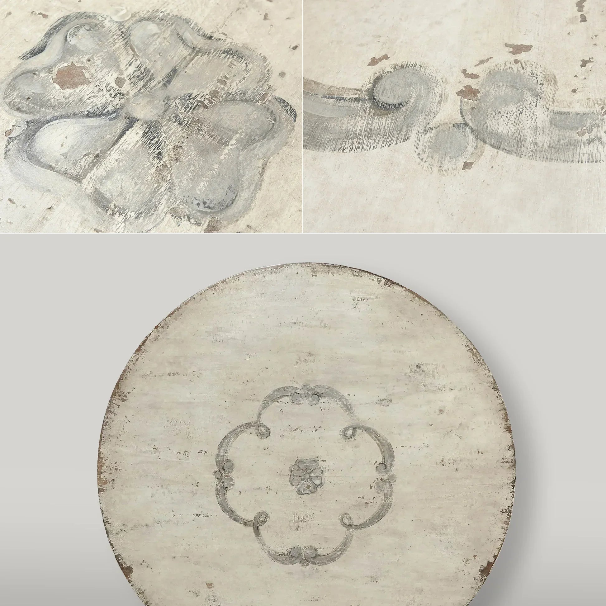 Biancca Round Wood Dining Table with Center Scroll BellArte Base