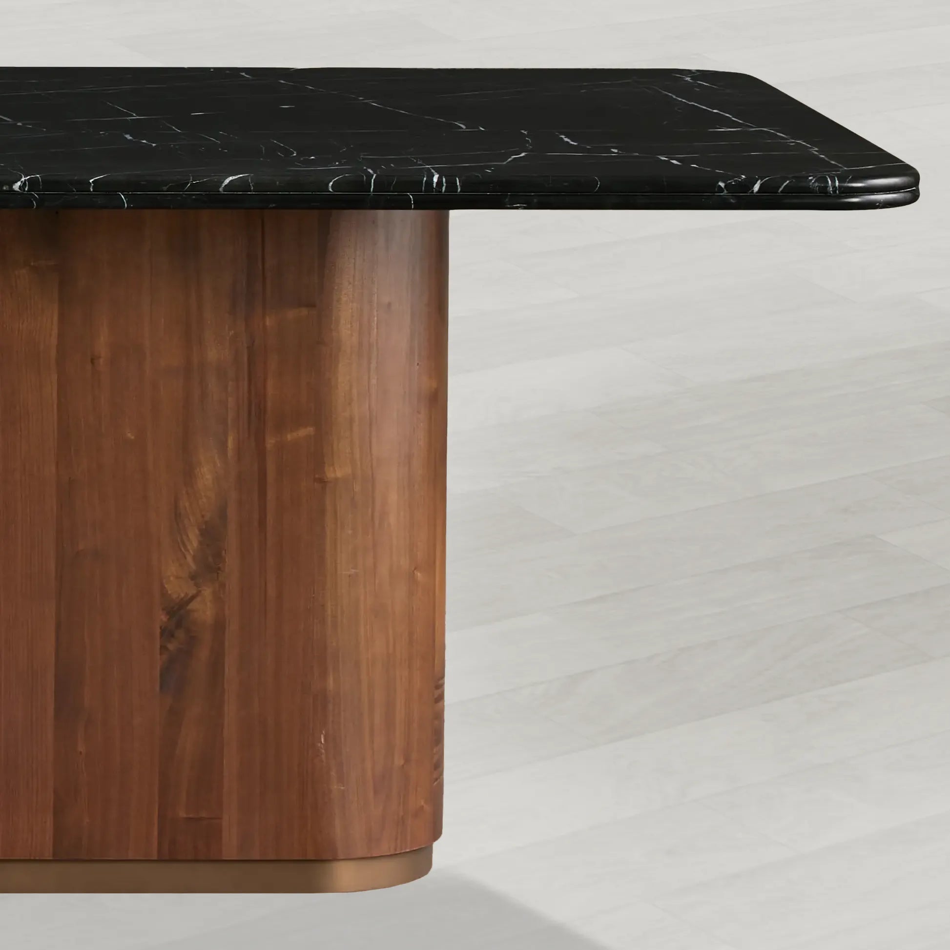 Caden Stone Top Dining Table with Wooden Base