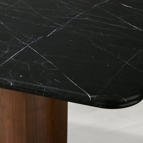 Caden Stone Top Dining Table with Wooden Base