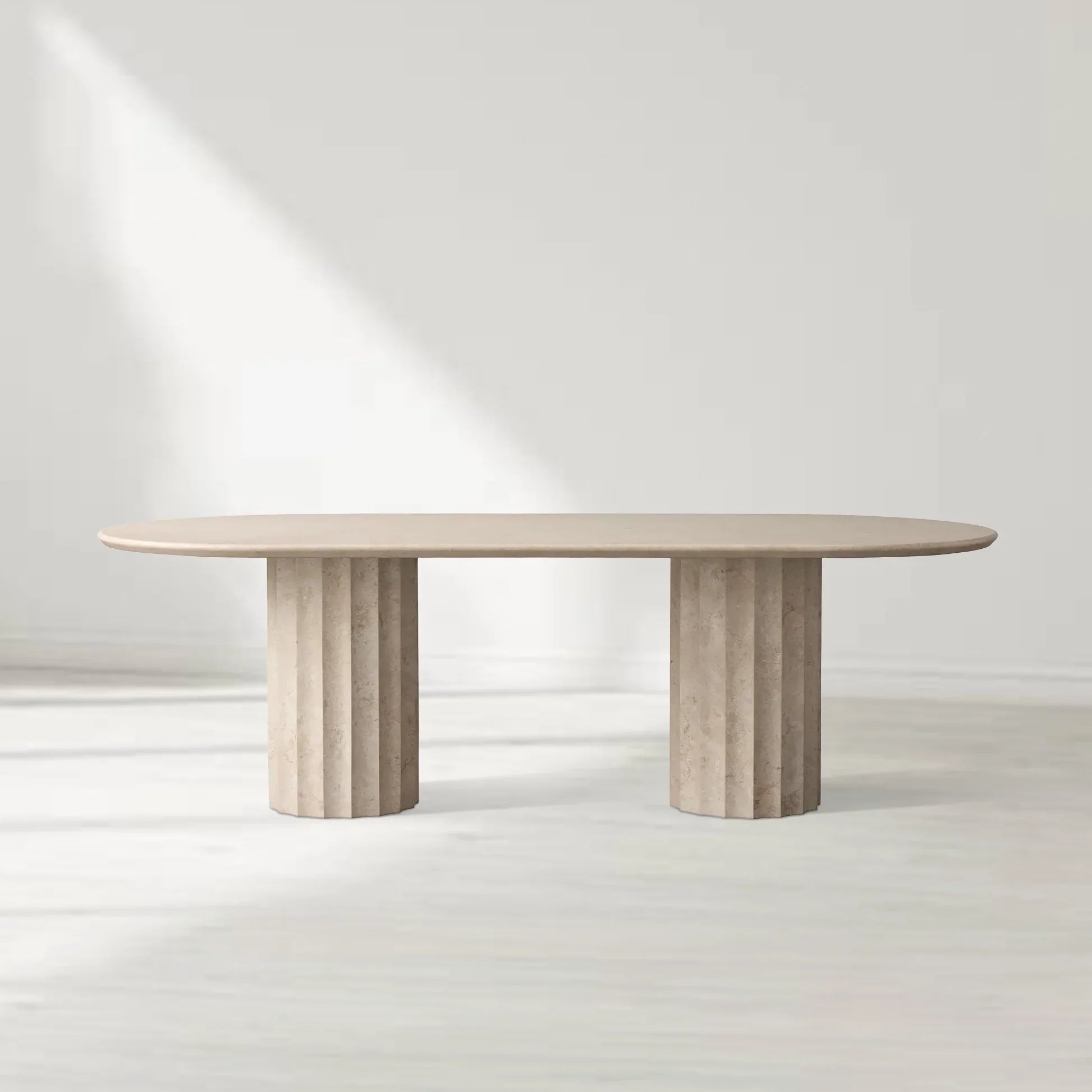 Danae Rectangular Marble Top Dining Table with Pedestal Base