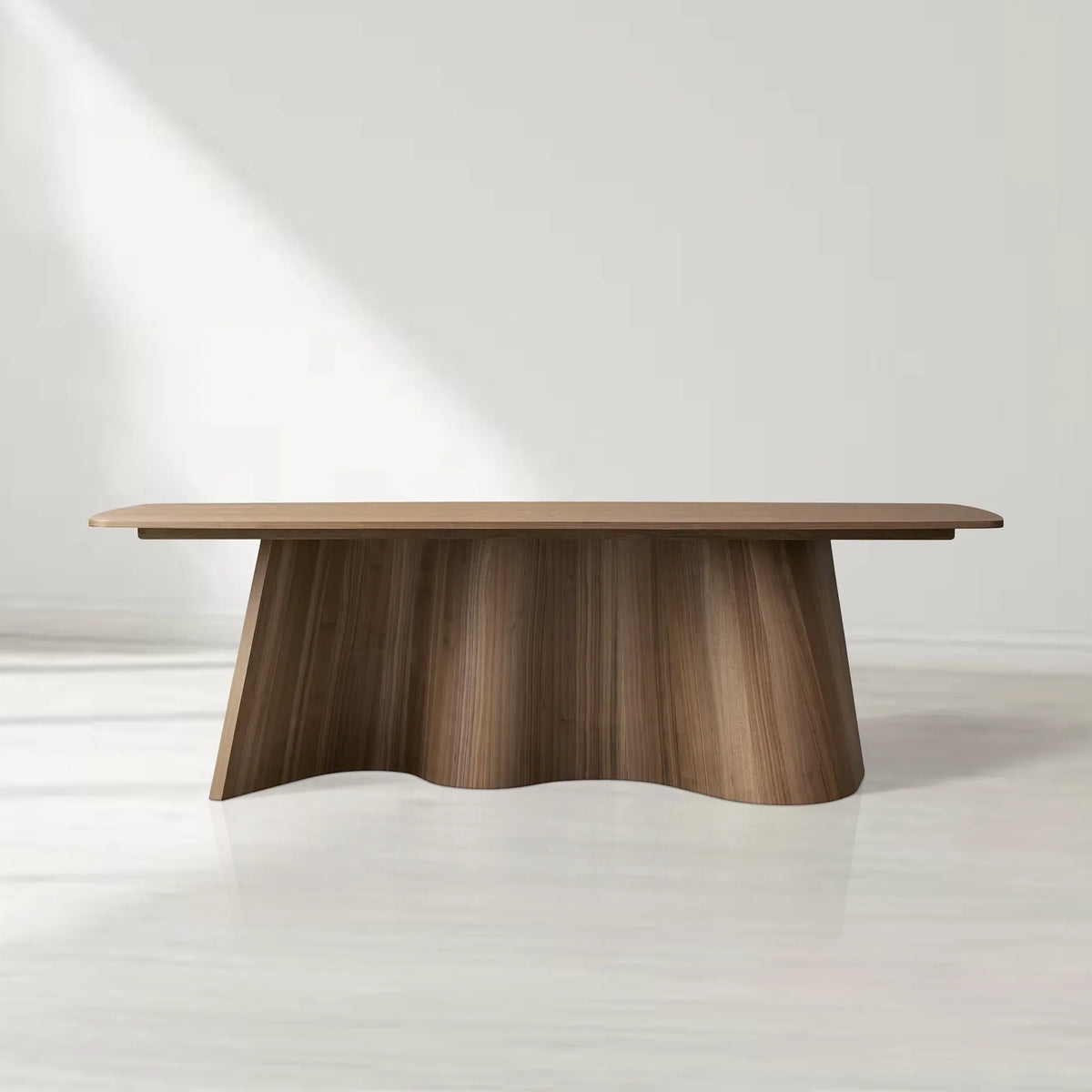 Cortina Rectangular Walnut Wood Dining Table with Sculpted Base