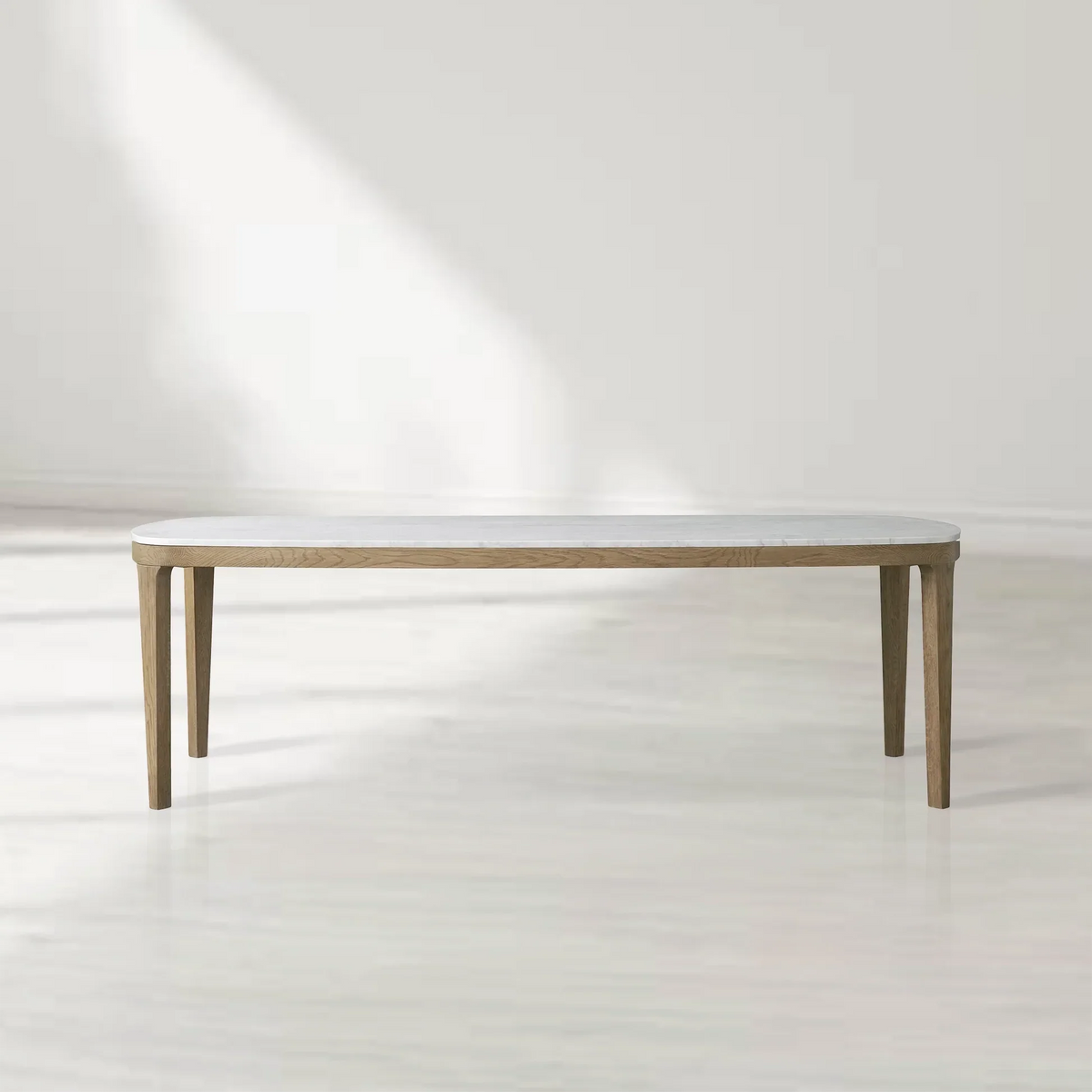 Danny Rectangular Marble Top Dining Table with Oak Wood Base